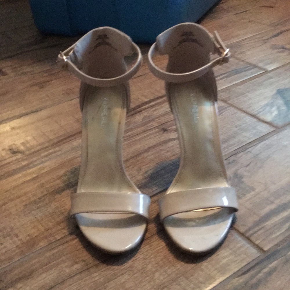 Nude ankle strap heels